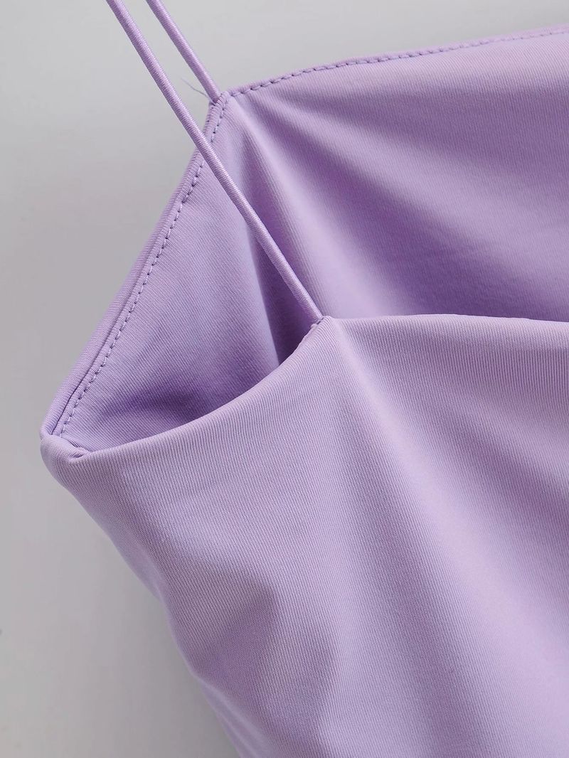 Canotta estiva da donna con elastico sottile e fascia elastica, aderente e aderente, in tinta unita_voghion.com