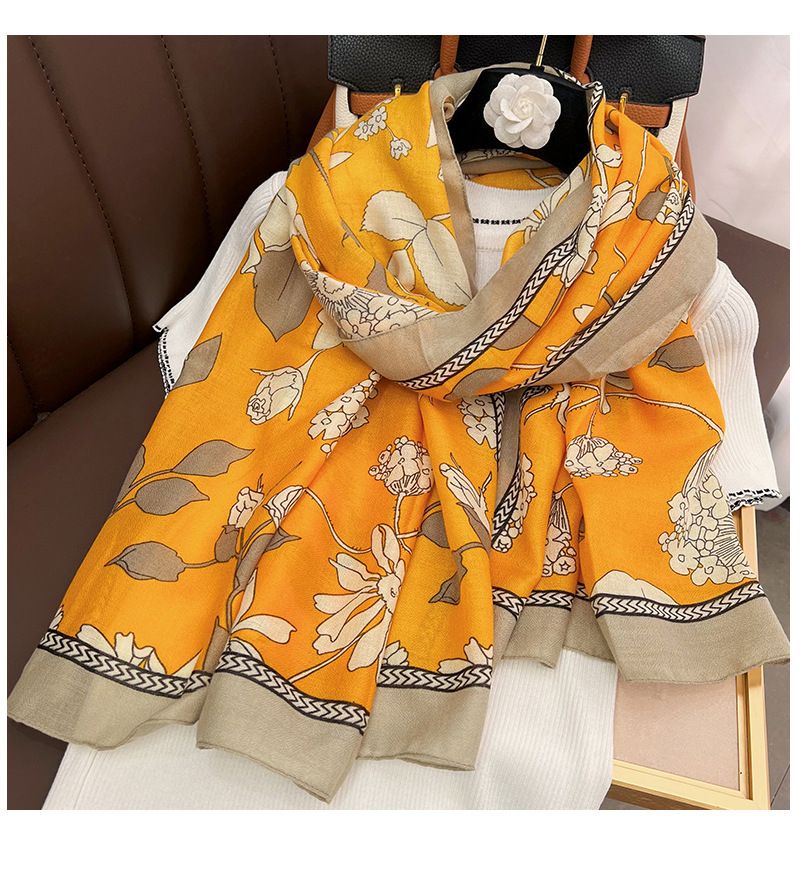 Autumn shawl paired with Korean version spring autumn cotton and linen women's thin design, winter large fallen leaf_voghion.com