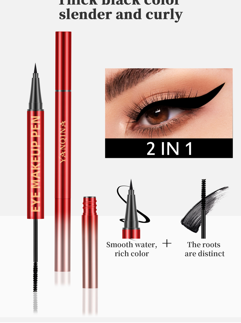 YANQINA double head two in one eyeliner quick drying waterproof makeup curling and slender eye black_voghion.com