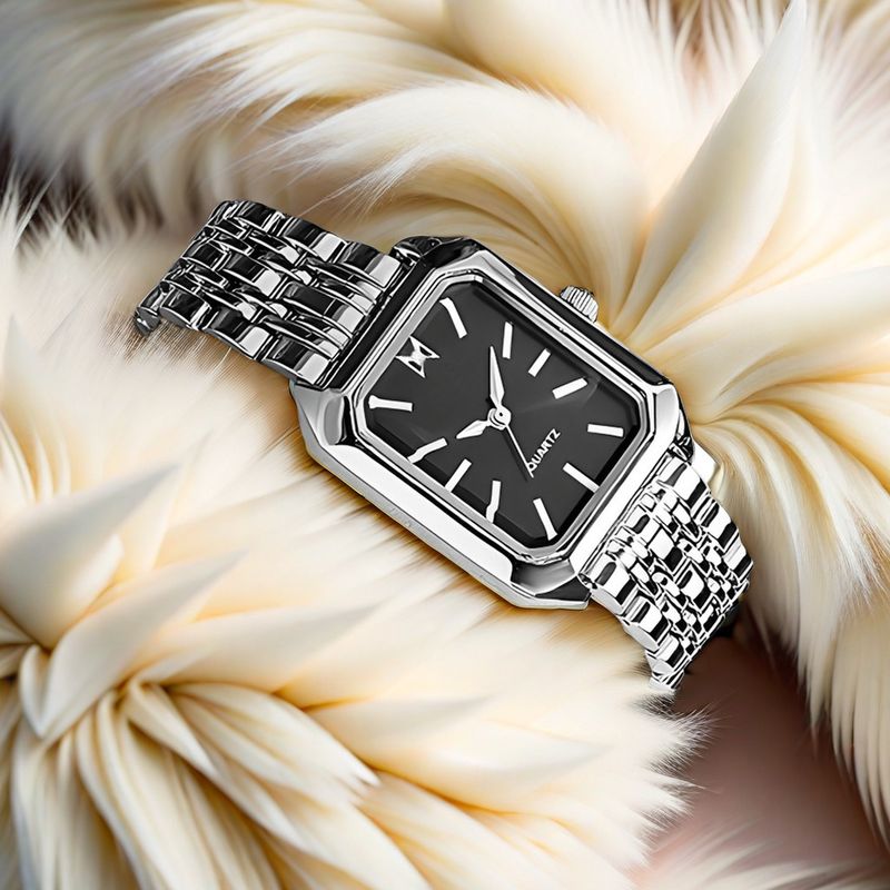 Dameshorloges Eenvoudig horloge voor dames Pauwgroen Hoogwaardig rechthoekig stalen band Studentenhorloge Dameshorloge_voghion.com