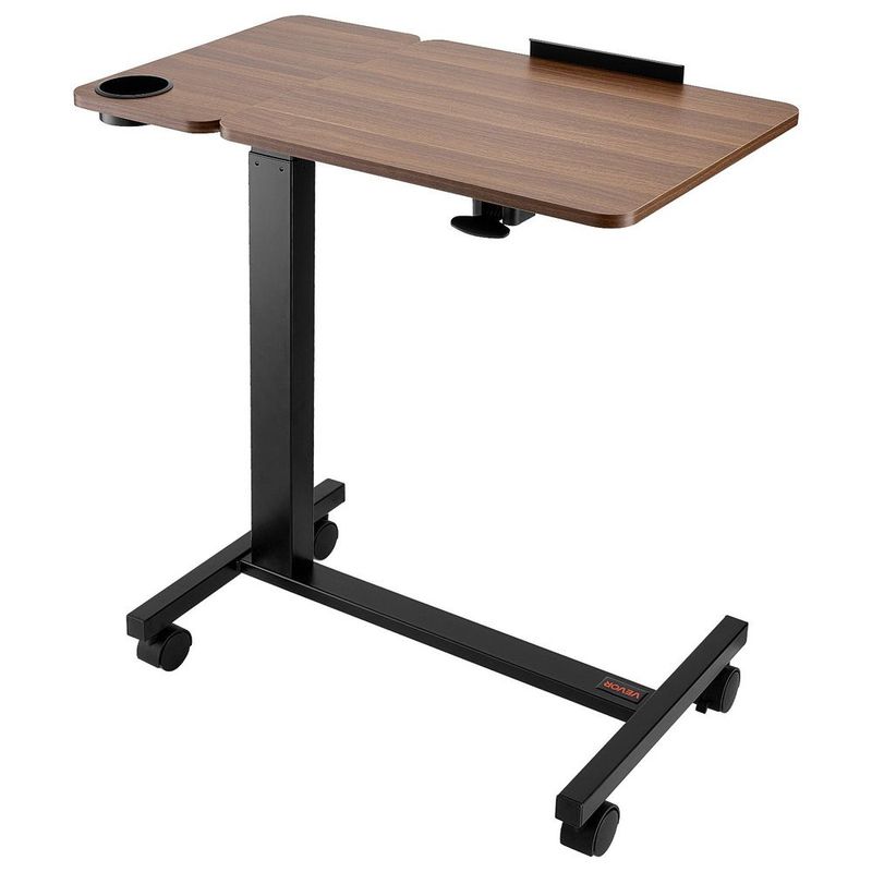 Overbed Table, Mobile Bed Side Table With Flip Desktop And 4 Wheels, Height & Angle Adjustable Rolling Laptop Desk With Cup Holder, Portable Ov_voghion.com