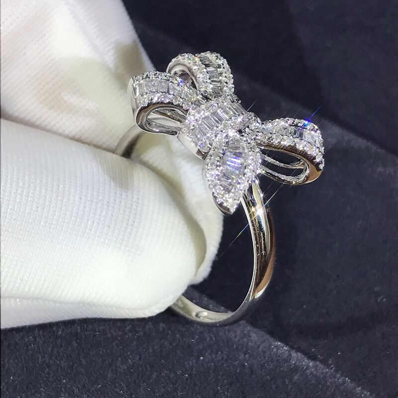 Yiwu Sanjie New Bow Ladder Square Beautiful and Luxury Simulation Diamond Temperament Women's Wedding Ring_voghion.com