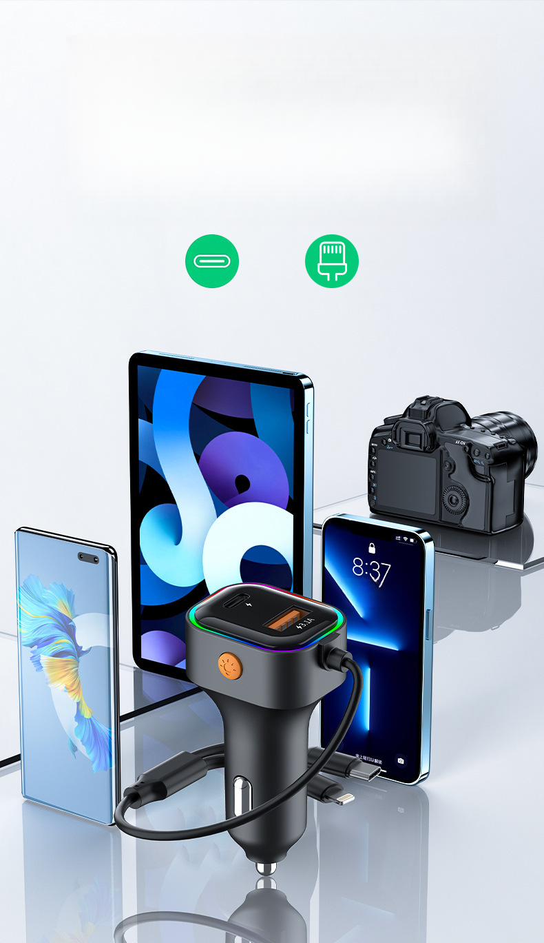USB Eins Zu Zwei Mit Kabel Ladegerät, Multifunktionale Auto Telefon Ladegerät_voghion.com