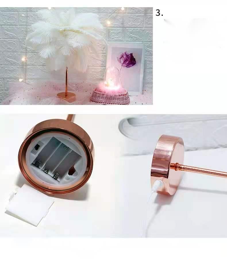 Lampada da tavolo con piume di celebrità di Internet, ragazza nera, atmosfera in streaming live, camera da letto, decorazione, compleanno romantico_voghion.com