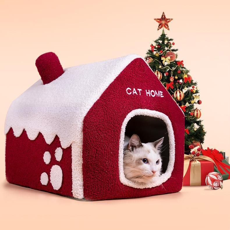 Letto per gatti inverno caldo quattro stagioni casa universale tipo villa letto chiuso casa letto invernale per cani forniture per animali domestici e gatti_voghion.com