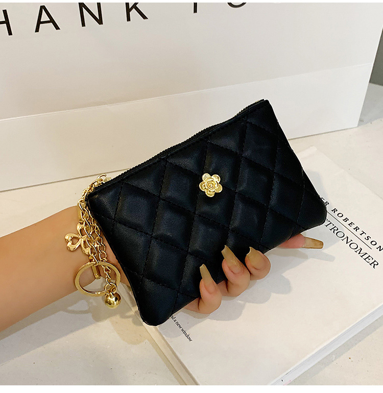 2023 kleine Brieftasche für Damen, kurzer Abschnitt, dünn, neuer Führerschein, Schlüsseltasche, Kartenhalter, Kamelie-Diamant-Reißverschluss, Münztasche_voghion.com