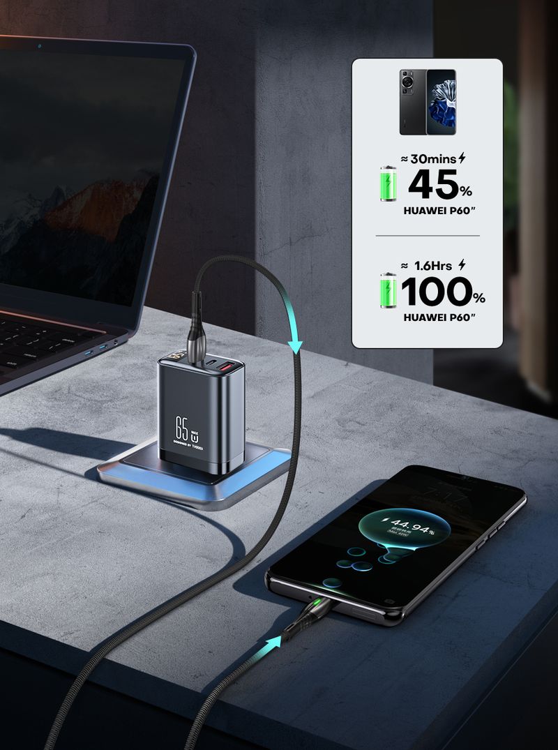 65W GaN Charger PPS PD USB Type C Fast Charging QC4.0 Quick Charge For IPhone 17 Book Air Tablet Samsung Xiaomi_voghion.com