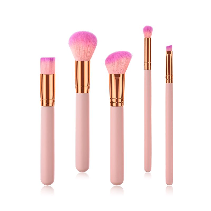 Pennelli per trucco da 5 pezzi, strumenti di bellezza, manico in legno Yuncai, tubo per la bocca, capelli in nylon GUJHUI_voghion.com