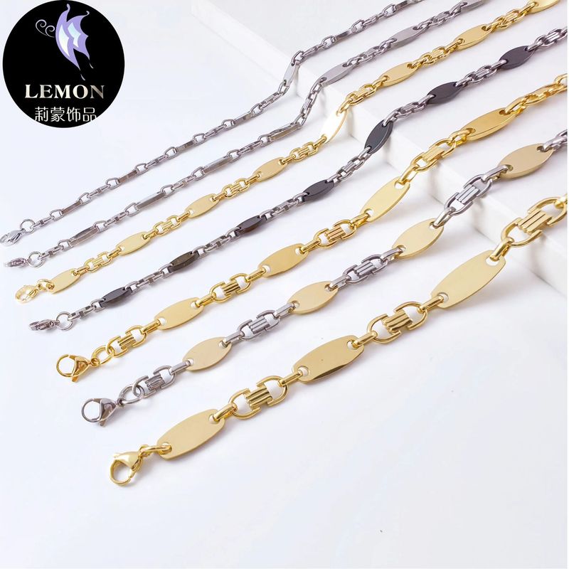 Modny męski ręcznie robiony, elegancki naszyjnik Emperor, gładki, ze stali nierdzewnej, z płaskim łańcuszkiem i pętelką_voghion.com