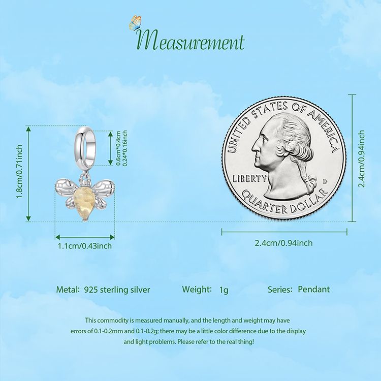 Bee Pendant Charm Sterling Silver Charm_voghion.com