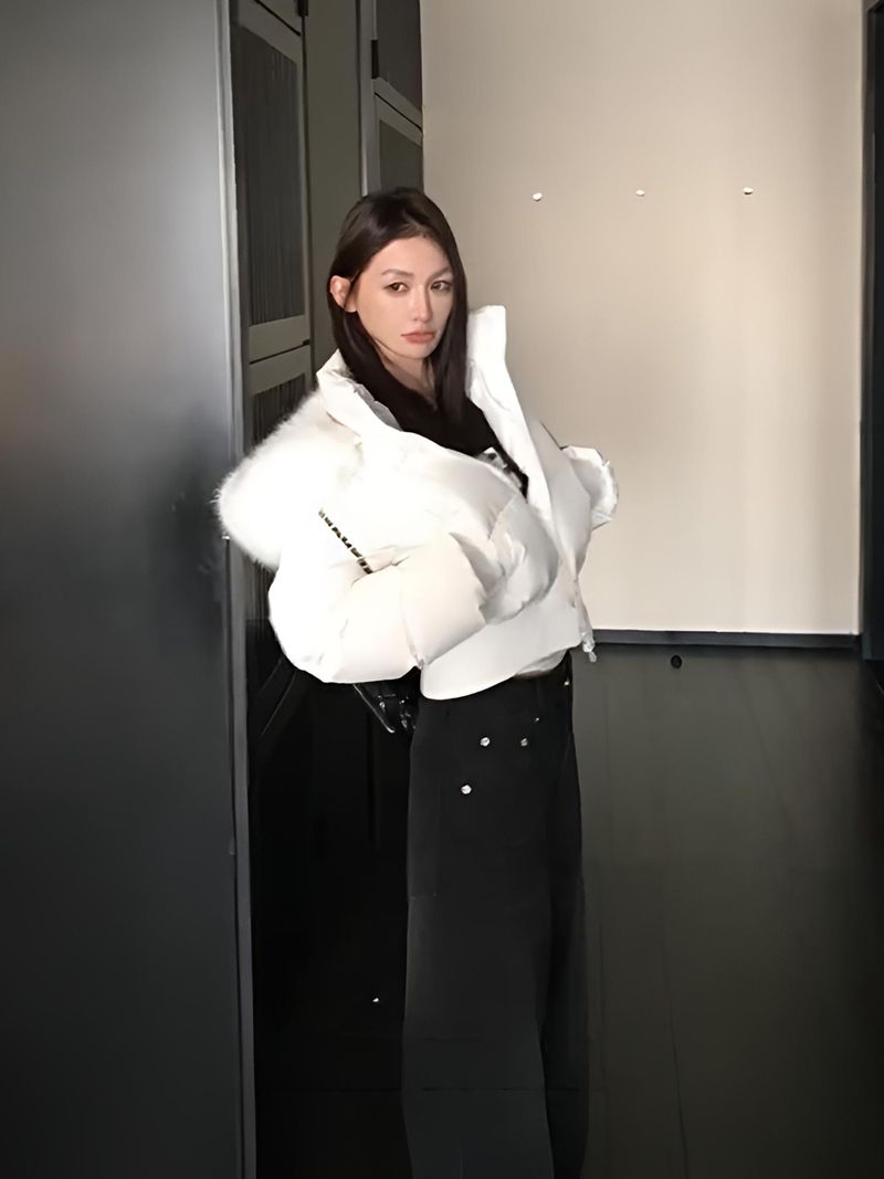 Finland Snow Winter Fur Collar Hooded Waist Thin Advanced Sense Thickened Short Down Cotton Clothes_voghion.com