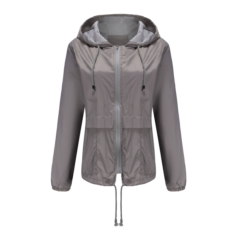Dameskleding Nieuw lichtgewicht gaasjack met capuchon, buitenregenjas, kort windjack vest_voghion.com