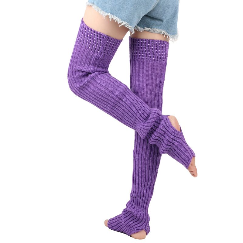 Unisex Verlängerte Woll-Beinstulpen (80 cm) Damen-Florsocken, gestrickte Woll-Beinstulpen, Ballett-Yoga-Fußwärmer_voghion.com