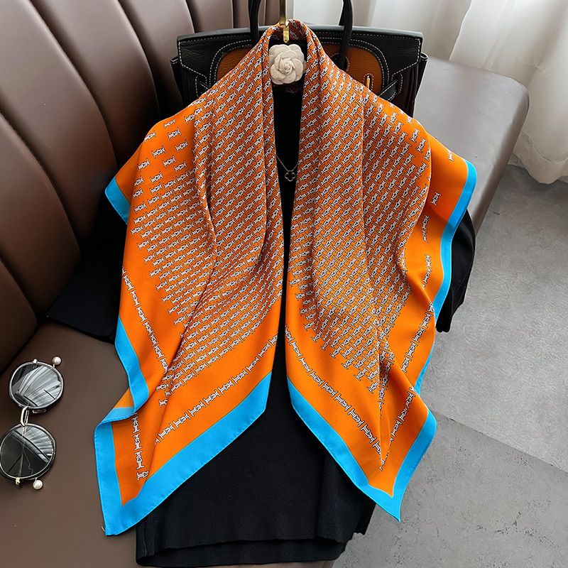 Seta Primavera Autunno Nuova moda Twill 90 Sciarpa quadrata grande da donna Edizione coreana Decorazione versatile con camicie,_voghion.com