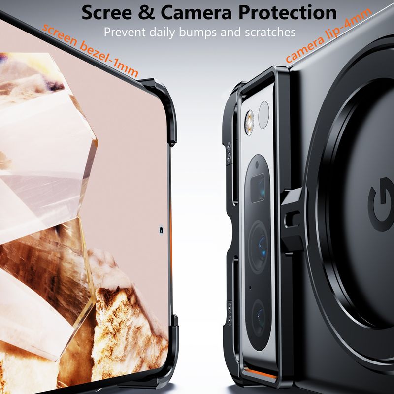 Applicable To Google Pixel 9proXL/Fold/9Pro/9 Mobile Phone Case, Metal Hollow Magnetic Bracket Protective Case_voghion.com