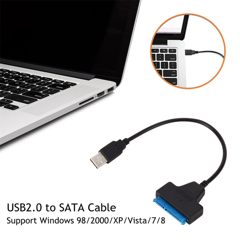 Linee convertitore adattatore cavo USB 2.0 a SATA 22pin HDD SSD Collegare il cavo Filo Dischi rigidi da 2,5 pollici per disco rigido_voghion.com