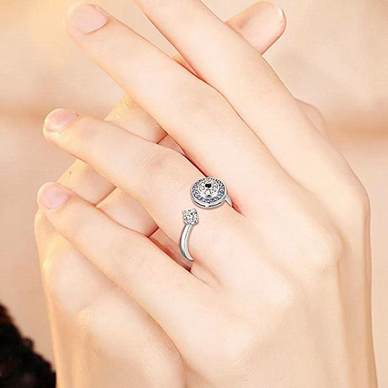 Foreign Trade European and American High-grade Sense Rotating Ring Relieving Pressure Copper Micro-inlaid Butterfly Flower Ring Rotating Ring_voghion.com