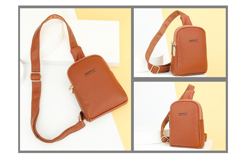 Baellerry new women's chest bag style fashion double zipper messenger bag simple and versatile mobile phone bag wholesale_voghion.com