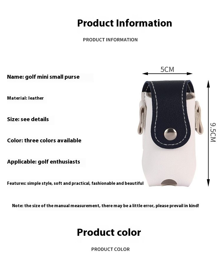Portachiavi da appendere all'esterno con motivo color block, piccola borsa da cintura, borsa portatile per la protezione delle palline da mini golf_voghion.com