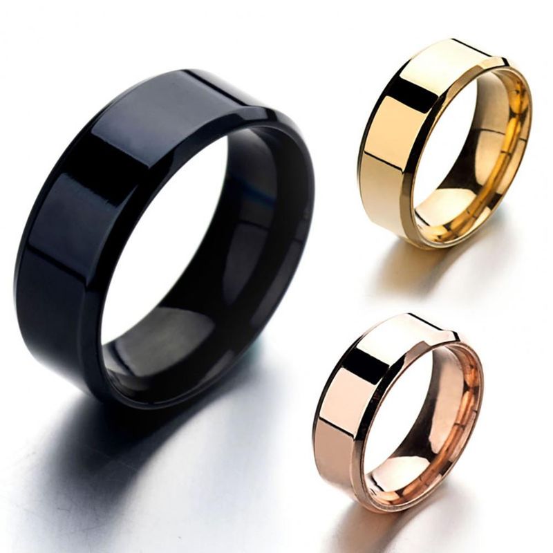Vendita calda Uomo Argento Nero Acciaio Inossidabile Classico Colore Solido Metallo Bianco Matrimonio Fidanzamento Per Uomo Gioielli Anello Fascia_voghion.com