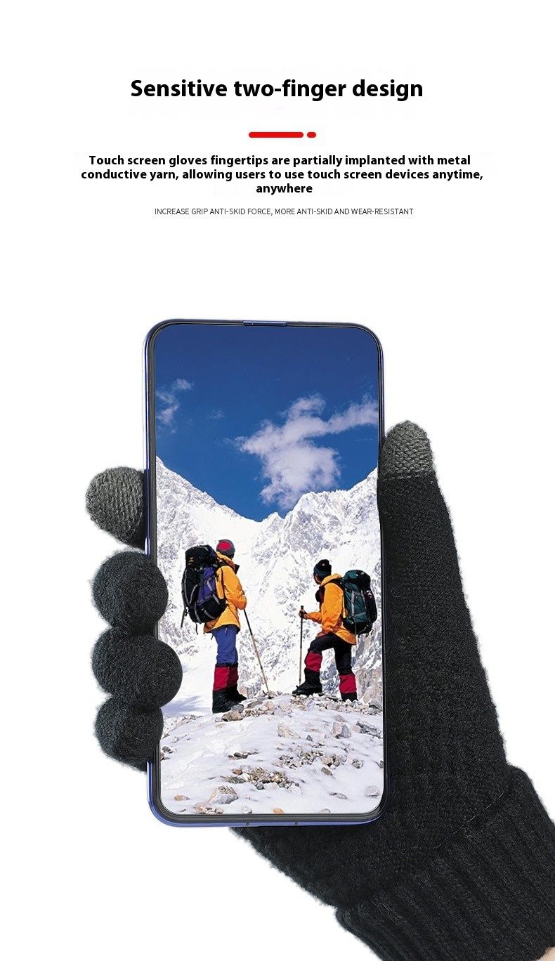 Autumn Winter Touch Screen Men, Thickened Anti Needle Jacquard For Women, Fashionable And Warm Couple Knitted Gloves_voghion.com