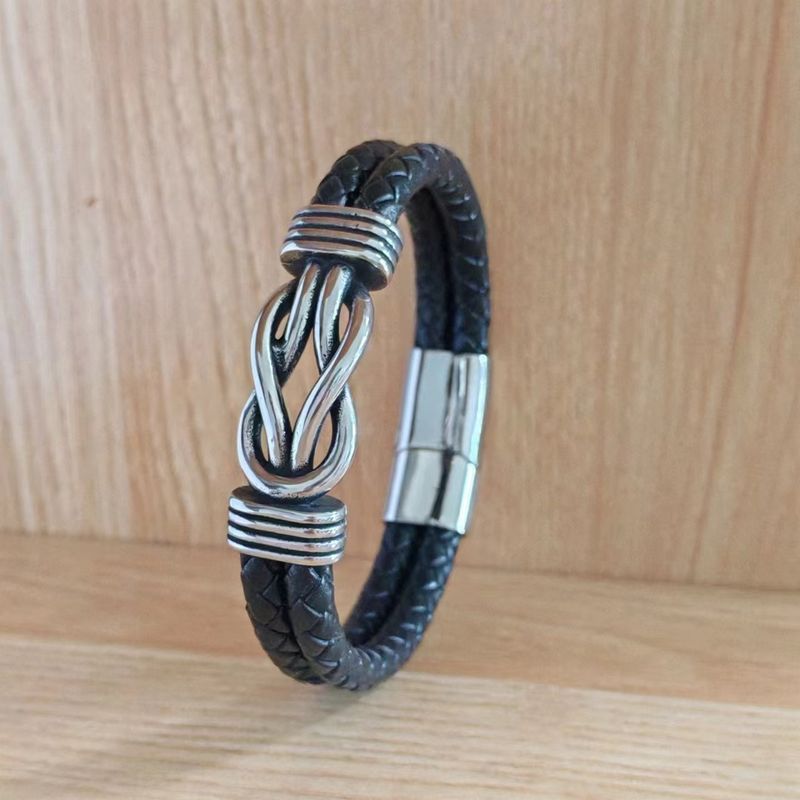 Nova pulseira magnética de couro faça você mesmo, feita em aço inoxidável, com dupla camada, "Te amo para sempre"_voghion.com