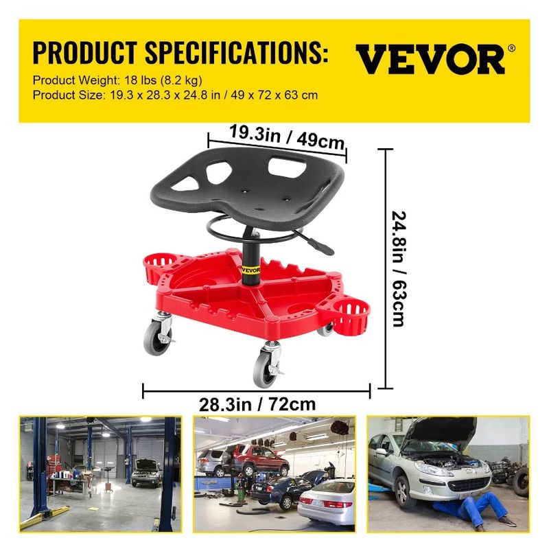 Stool Wheels 23 Swivel 4 In From 18 300LBS Capacity Height Rolling To In Large Garage Two Adjustable 360degree With Tray Tool_voghion.com