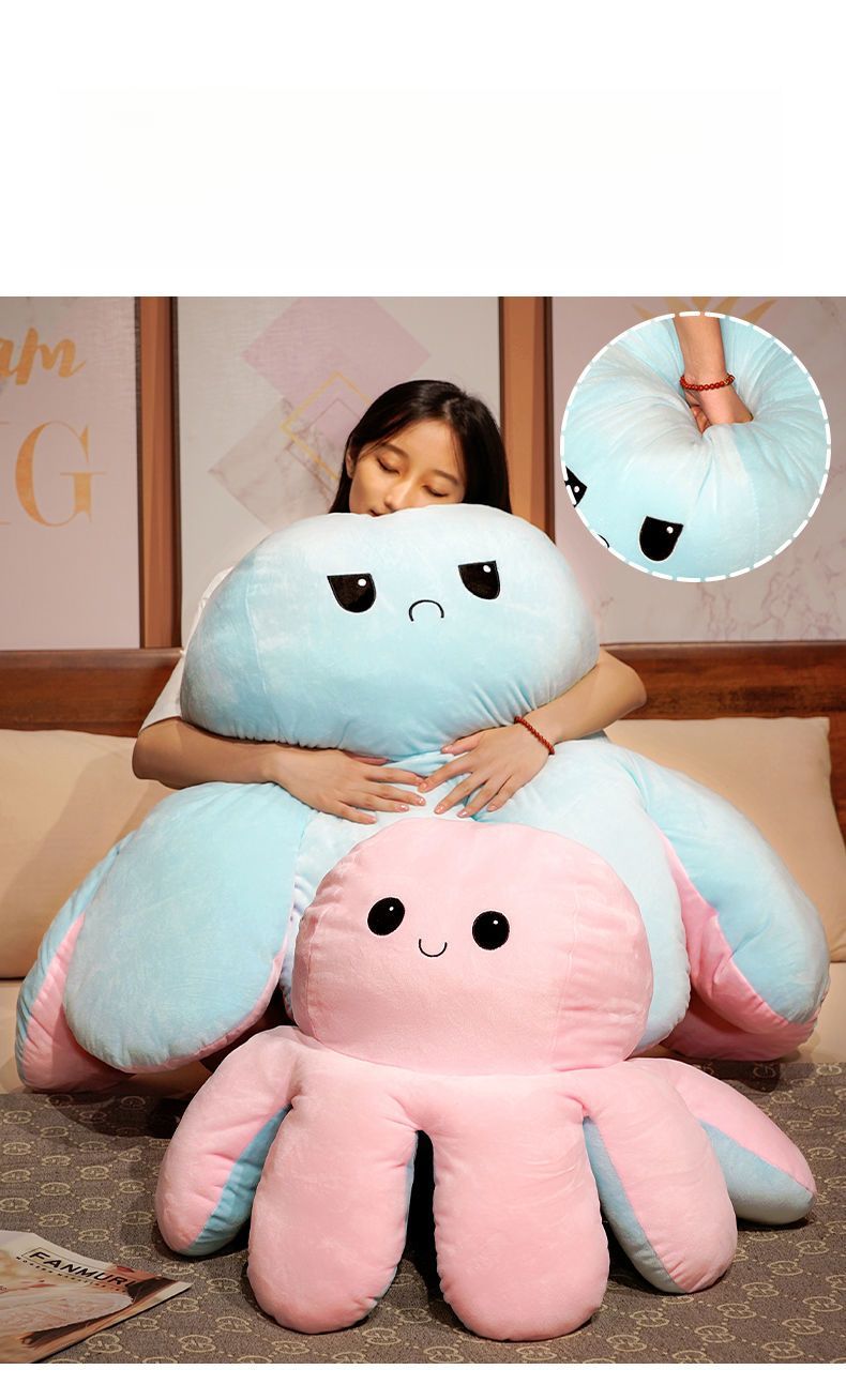 Face-Changing Plush Pillow Toy Reversible Fabric Doll Giant Double-Sided Octopus_voghion.com