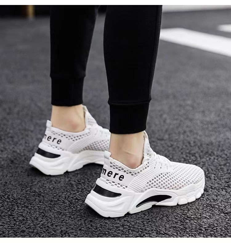 Herrenschuhe Sommer atmungsaktiv dünn 2024 neue Mesh Hohl Mesh Sport Lauf Freizeit leichte weiße Flut Schuhe_voghion.com
