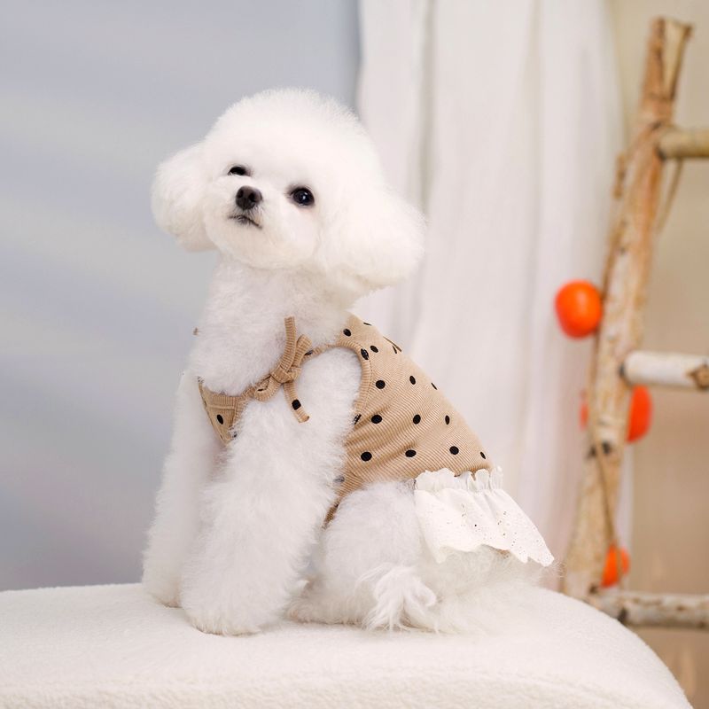 Köpek Giyim İlkbahar/Yaz Ayı Teddy Pet Prenses 24 Kore Nokta Askılı Etek_voghion.com