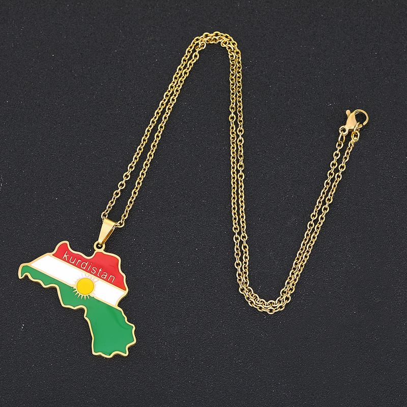 Kurdistan Map riipus kaulakoru öljypisarat vintage miesten ja naisten ruostumattomasta teräksestä riippuvat tarvikkeet_voghion.com
