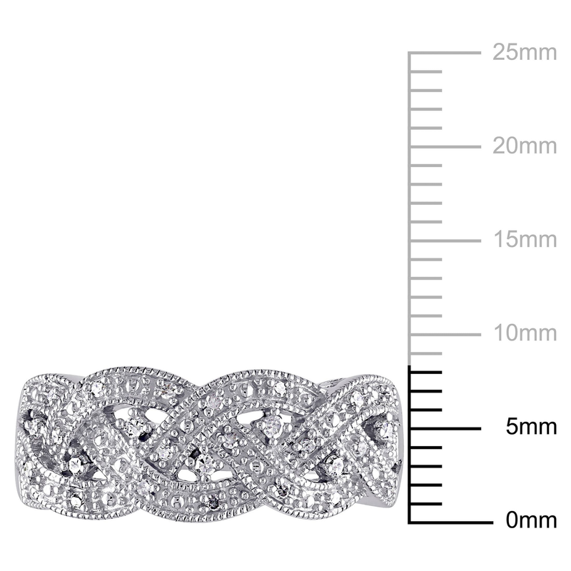 Everly Donna 1/8 CT T.W. Anello a coda intrecciata in argento sterling con diamante a taglio rotondo (H-I, I3) con montatura a 4 punte_voghion.com