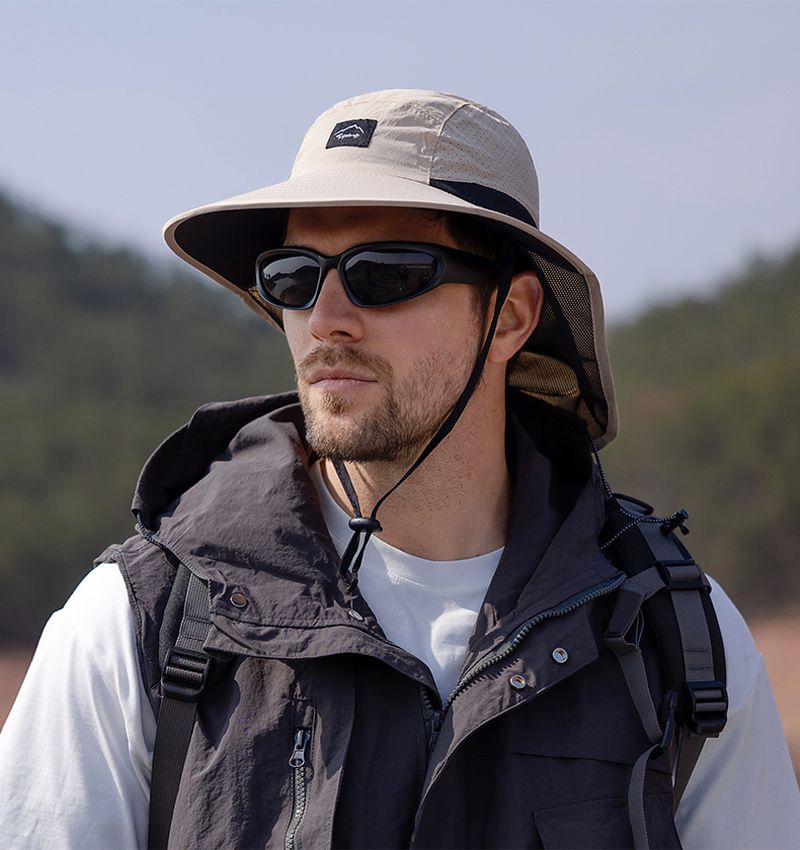 Hot Sale Xioguan 100% polyester 9249 summer men's and women's large brimmed shawl fisherman quick drying breathable sunshade hat_voghion.com