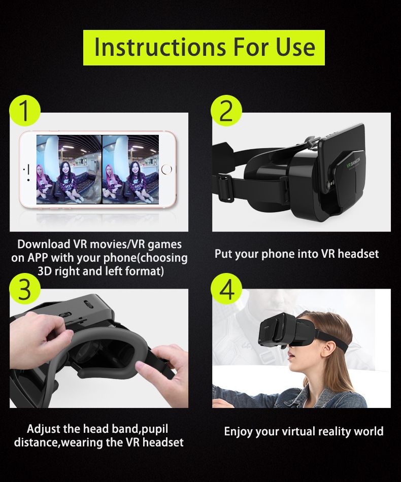 Cross border hot selling VRSHINECON Qianhuan VR glasses G10 virtual reality panoramic large screen mobile phone VR glasses_voghion.com