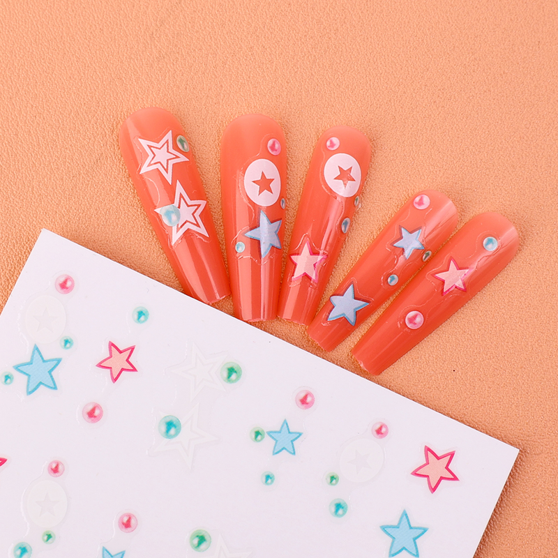 3D Regenbogen Sterne Nail Art Aufkleber Herz Liebe Planeten Transfer Aufkleber für Nagel selbstklebende Slider Fo_voghion.com