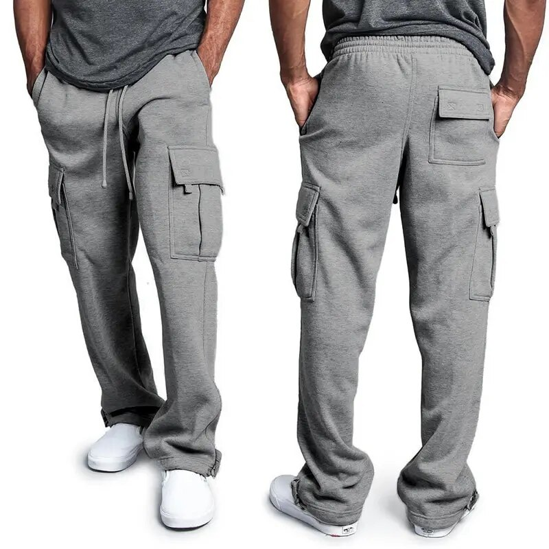 Men's Overalls Casual Sports Pants Breathable Soft Winter Fiess Exercise Running Training Trousers Black White Gray_voghion.com
