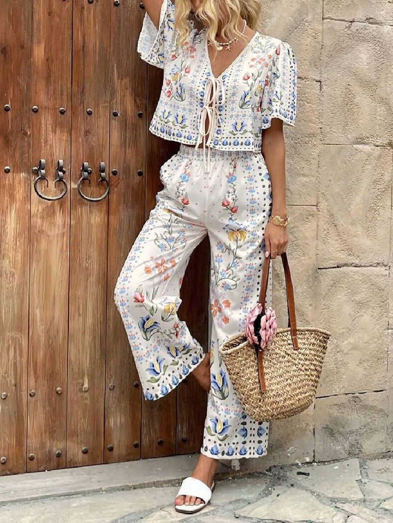 Women's Clothing New Style Elegant High Waist Printed Casual Fashion Suit_voghion.com