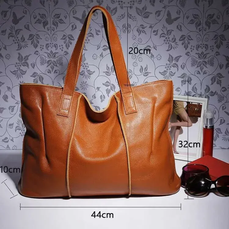 Borsa hobo in pelle, borsa a tracolla di grande capacità per donna, borsa tote in stile retrò_voghion.com