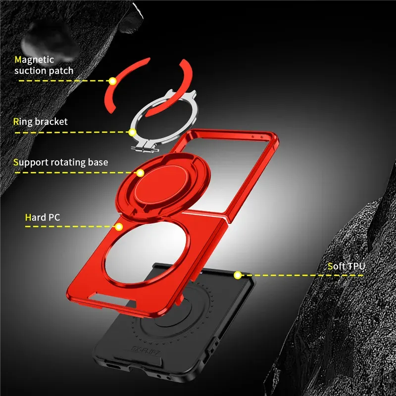 Fashion Magnetic 360° Rotatable Ring Holder Phone Case For Samsung Galaxy Z Flip 7 6 5 5G Camera Lens Protector_voghion.com