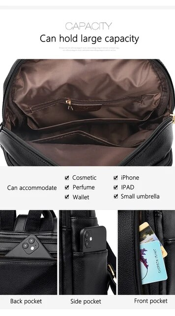 Women Large Capacity Backpack Purses High Quality Leather Female Vintage Bag School Bags Travel Bagpack Ladies Bookbag Rucksack_voghion.com