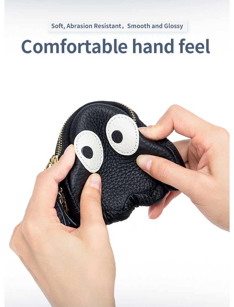 Niche design ins cute Japanese and Korean soft top layer cowhide coin purse mini cartoon leather small bag_voghion.com