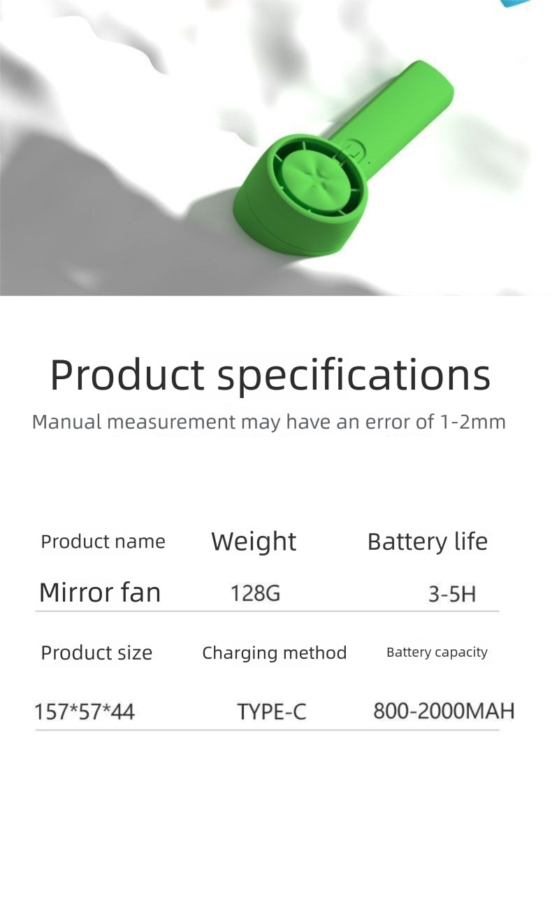 Aromatherapy Handheld Silent Brushless Mirror Small Rechargeable Long Battery Life Fan Office Student Desktop_voghion.com