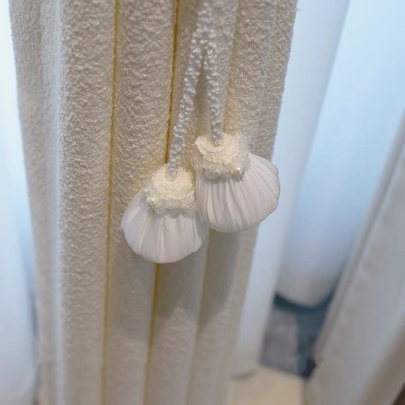 Simple French Style Solid Color Champagne Beaded Sheer Curtain Binding Rope Tiebacks Hanging Bands_voghion.com