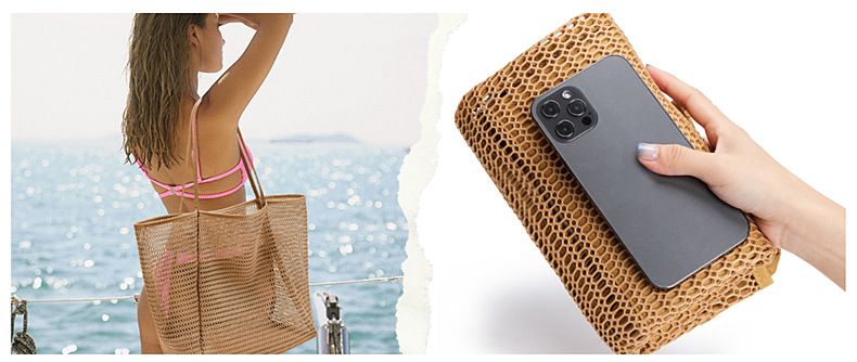 New Folding Beach Bag Mesh Handbag Women's Shoulder Bag Shopping Bag Summer Outdoor Travel Bag_voghion.com