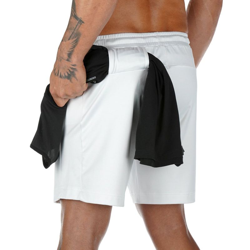 Shorts de ginástica masculinos de alta performance - Shorts de treino de 7" com secagem rápida para agachamentos e basquete (tecido de malha elástica respirável e cós antiderrapante)_voghion.com