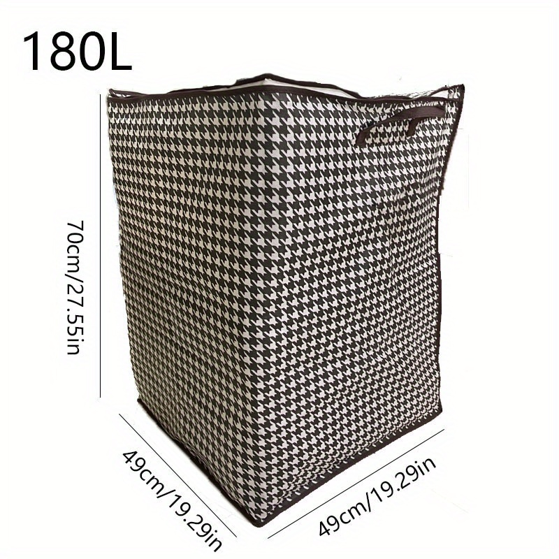 Große Tasche mit Hahnentrittmuster, staubdichter Organizer mit Reißverschluss, wiederverwendbare Kleidertasche_voghion.com