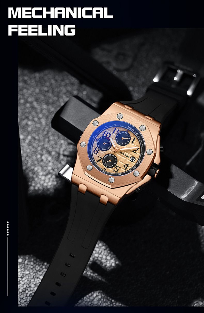 Men's Automatic Mechanical Watch With Luminous Hands, Stainless Steel Case, And Durable TPU Strap - Stylish Round Dial Watch For Casual Wear_voghion.com