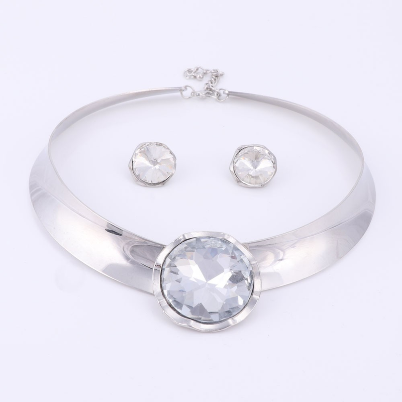 Kaklarota kulons Chunky Luxury Choker Unikāls Crystal paziņojums Kaklarota Auskari Sievietes Party rotaslietas komplekti_voghion.com