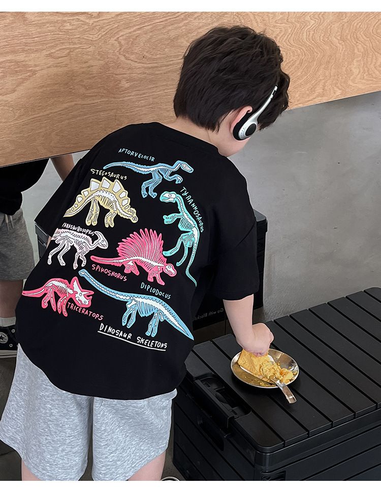 Camisetas modernas y versátiles para niños de tallas medianas y grandes, camisetas de manga corta con estampados luminosos y modernos para niños y niñas._voghion.com
