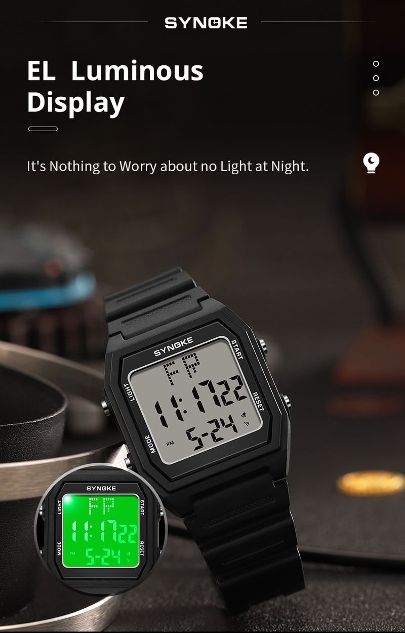 Digitaal sporthorloge voor heren met waterbestendigheid, alarm, stopwatch en groot scherm - lichtgewicht en duurzaam voor een actieve levensstijl Groot scherm_voghion.com